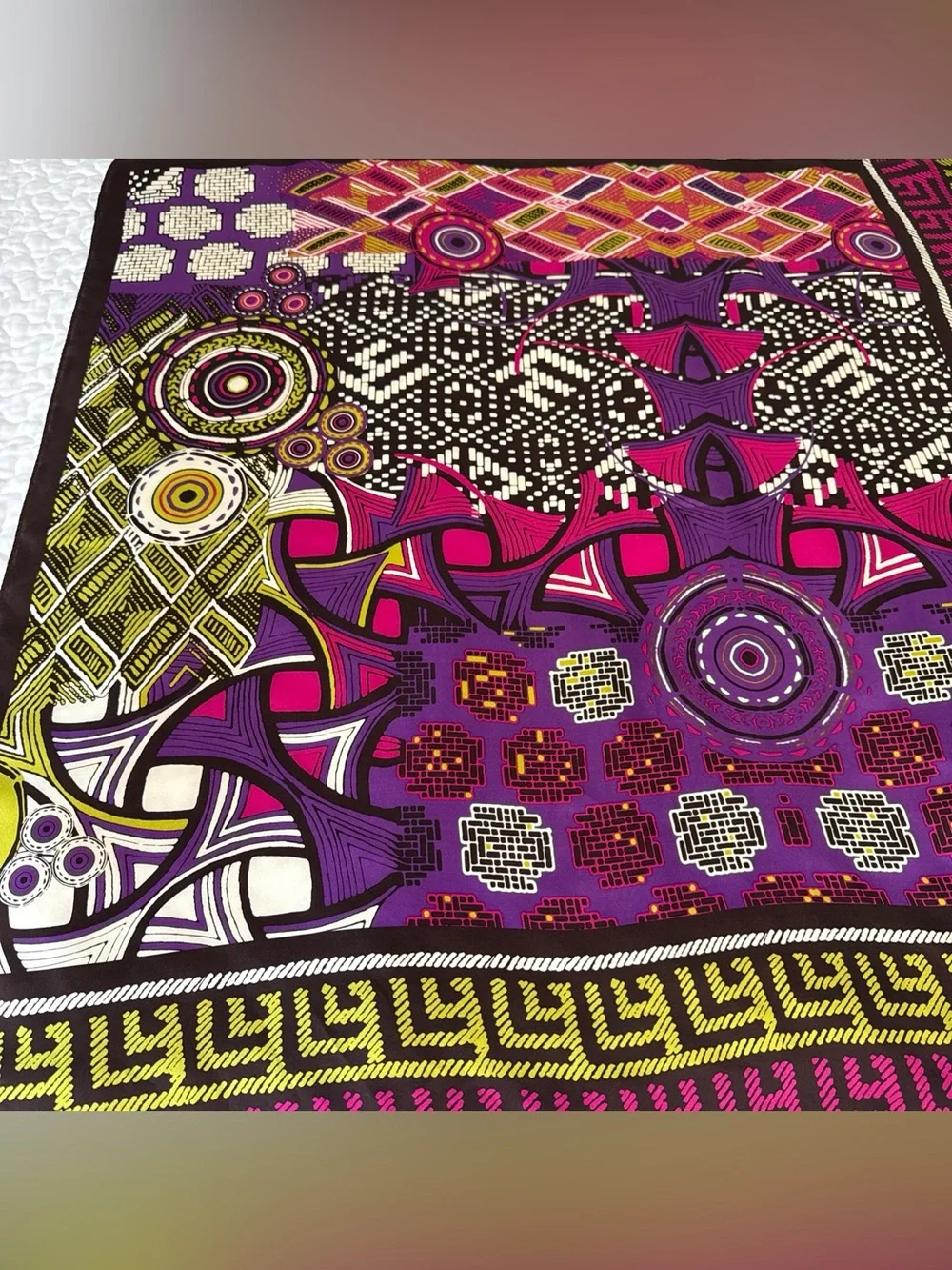 ADRIENNE LANDAU STUDIO Abstract Geo‎ Design Silk Scarf Square 35